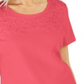 Karen Scott Blusa Feminina de Crochê com Frente em Algodão, Coral, Tamanho Médio