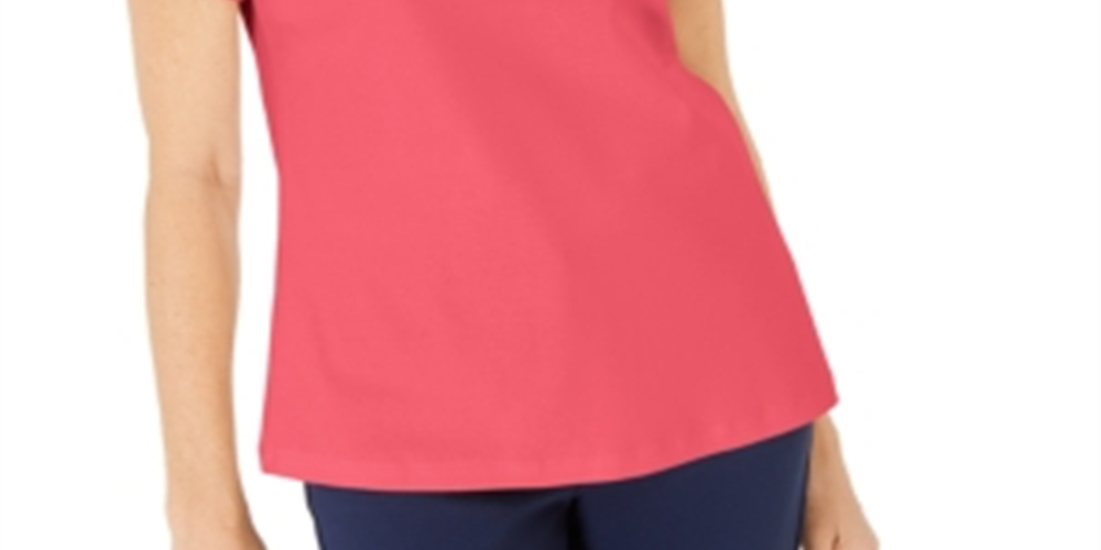 Karen Scott Blusa Feminina de Crochê com Frente em Algodão, Coral, Tamanho Médio