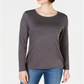 Karen Scott Blusa Feminina Decote Redondo Com Acabamento Em Cetim Cinza Tamanho X-G