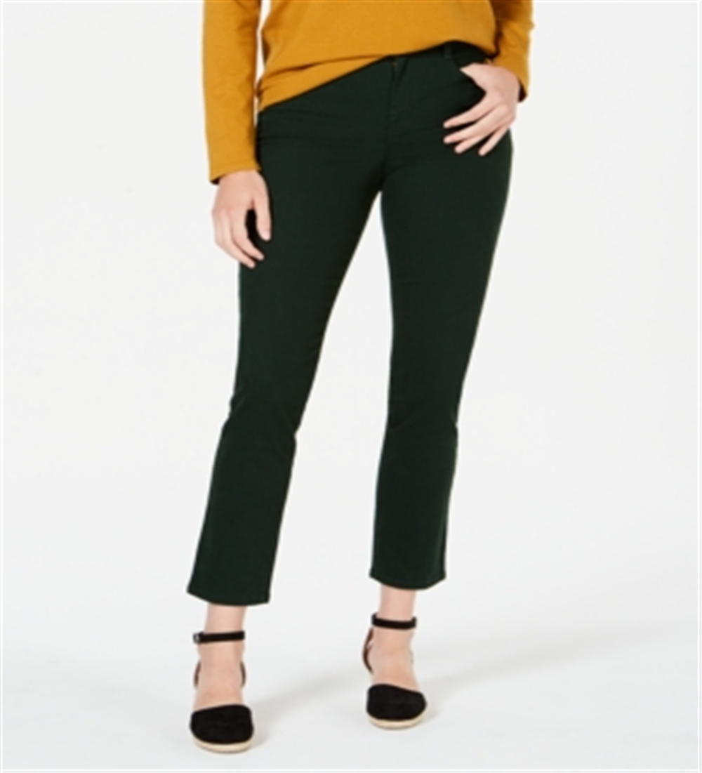 Jeans feminino slim com controle de barriga estilo &amp; co, verde, tamanho 14