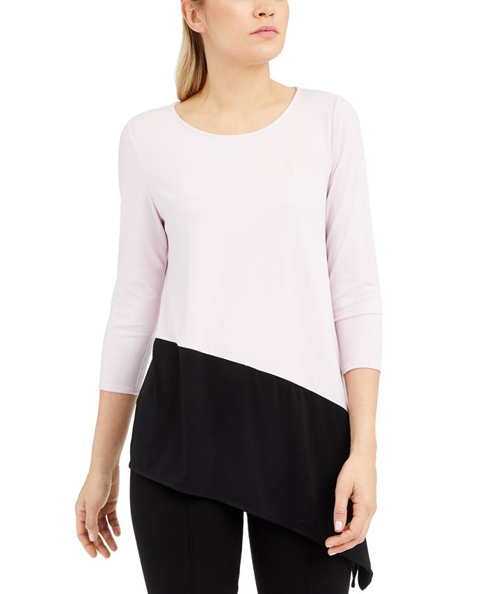 Blusa feminina Alfani Colorblock assimétrica rosa tamanho pequeno