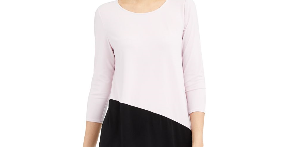 Blusa feminina Alfani Colorblock assimétrica rosa tamanho pequeno