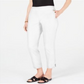 Calça feminina com controle de barriga e tornozelo JM Collection, branca, tamanho pequeno P