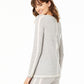 Suéter de cashmere com gola redonda e listras contrastantes feminino Charter Club, cinza, tamanho grande