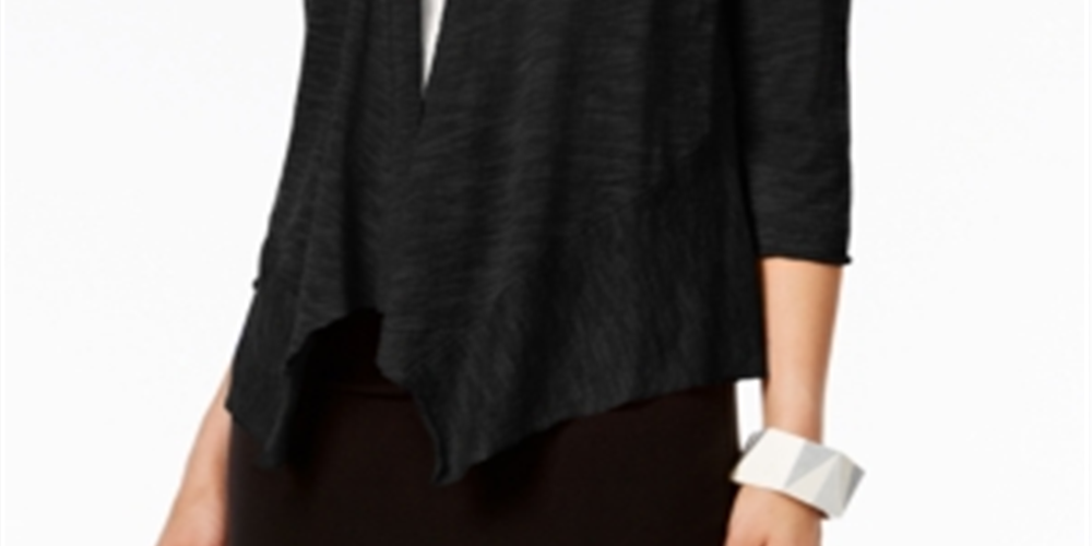 Cardigan drapeado de linho feminino Alfani, preto, tamanho pequeno