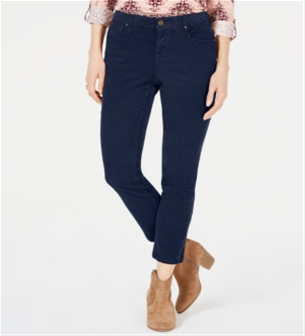 Calça de veludo cotelê com controle de barriga feminina Style &amp; Co, azul, tamanho 16, pequena