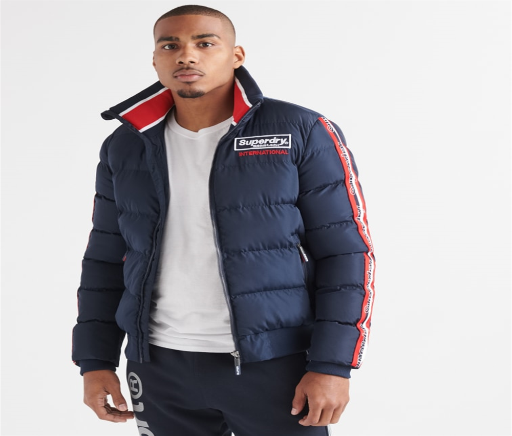 Jaqueta Superdry Icon Sports Puffer Masculina Azul Tamanho X-G