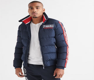 Jaqueta Superdry Icon Sports Puffer Masculina Azul Tamanho X-G