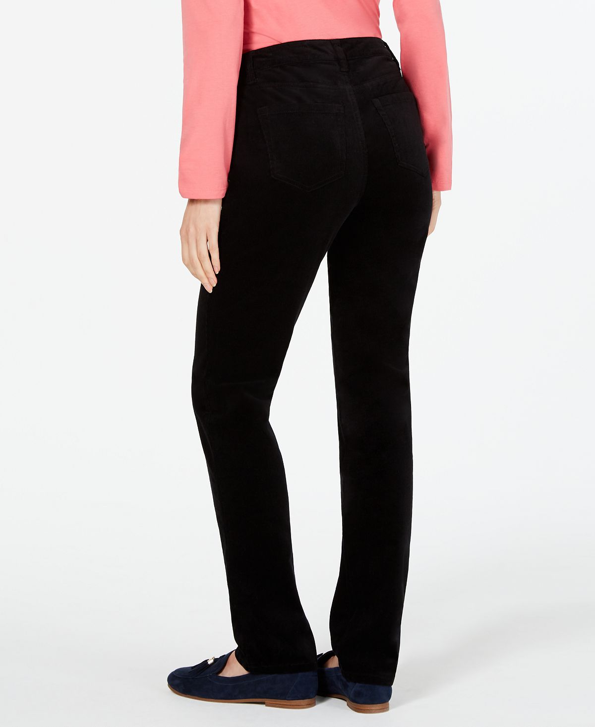 Calça de veludo cotelê Lexington Tummy Control feminina Charter Club, preta, tamanho 18x4,5