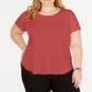Camiseta feminina Alfani Plus com acabamento em cetim, tamanho 3X, vermelha