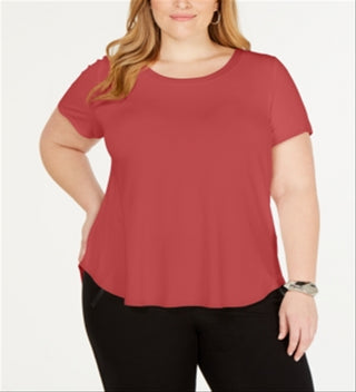 Camiseta feminina Alfani Plus com acabamento em cetim, tamanho 3X, vermelha