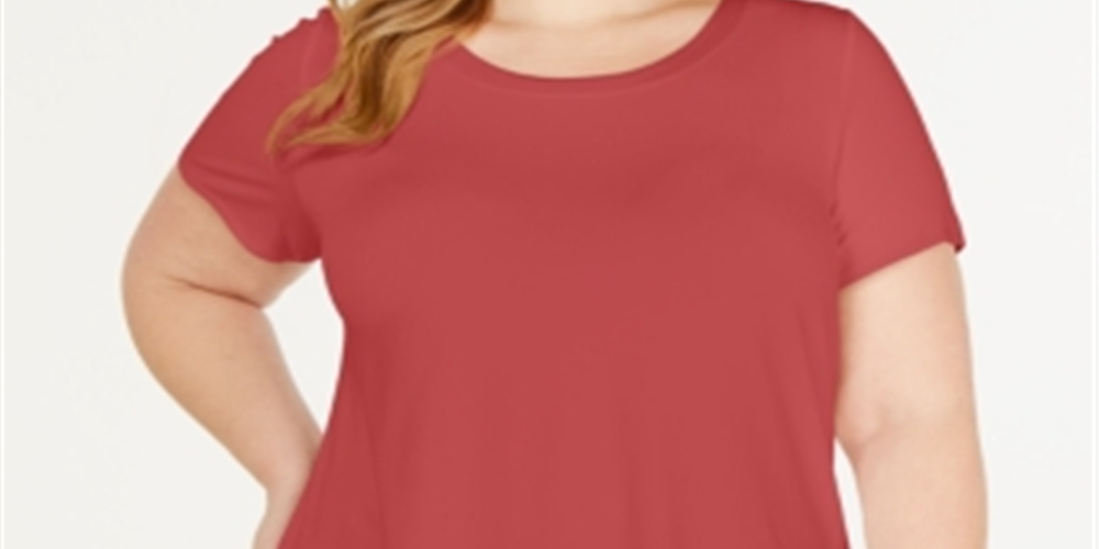 Camiseta feminina Alfani Plus com acabamento em cetim, tamanho 3X, vermelha