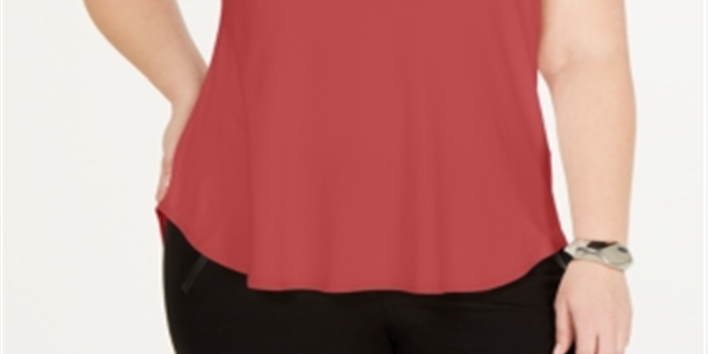 Camiseta feminina Alfani Plus com acabamento em cetim, tamanho 3X, vermelha