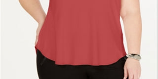 Camiseta feminina Alfani Plus com acabamento em cetim, tamanho 3X, vermelha