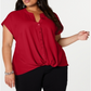 INC International Concepts Top Feminino Plus Twist Front Vermelho Tamanho 1X