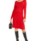 Vestido suéter feminino INC Iternational Concepts com detalhe de zíper e ajuste evasê, vermelho, tamanho XX-G