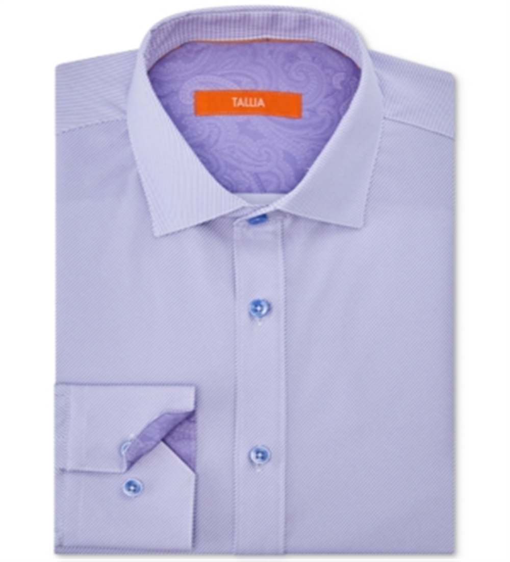 Camisa listrada pied-de-poule masculina Tallia com botões, roxa, tamanho 34-35