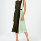 Vestido midi plissado com blocos de cores Alfani feminino, verde, tamanho 6, pequeno
