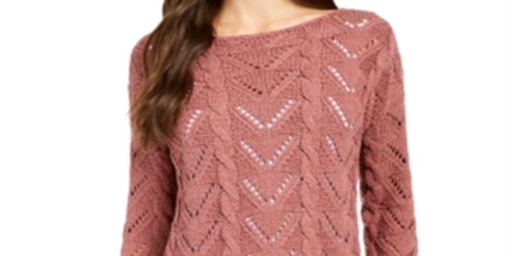 Suéter feminino de malha Pointelle com bainha recortada, estilo &amp; Co, rosa, tamanho XS