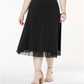 Saia midi feminina com bainha de malha plus size JM Collection, preta, tamanho 3X
