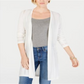 Cardigan feminino de manga comprida aberto Charter Club, branco, tamanho pequeno