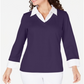 Blusa feminina Karen Scott de algodão com camadas, roxa, tamanho XXG