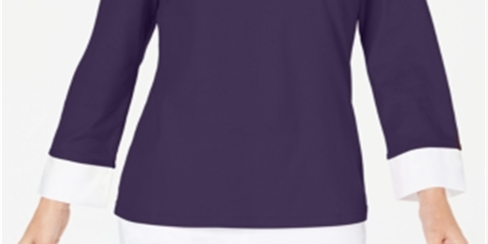 Blusa feminina Karen Scott de algodão com camadas, roxa, tamanho XXG