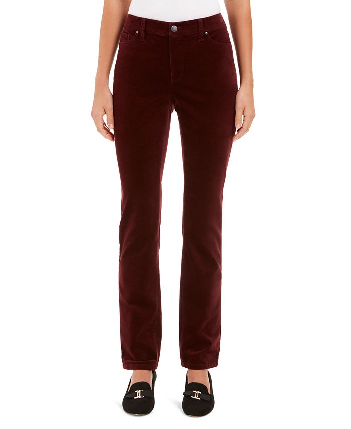 Calça jeans feminina Charter Club Lexington Velveteen reta vermelha tamanho 6 Petite