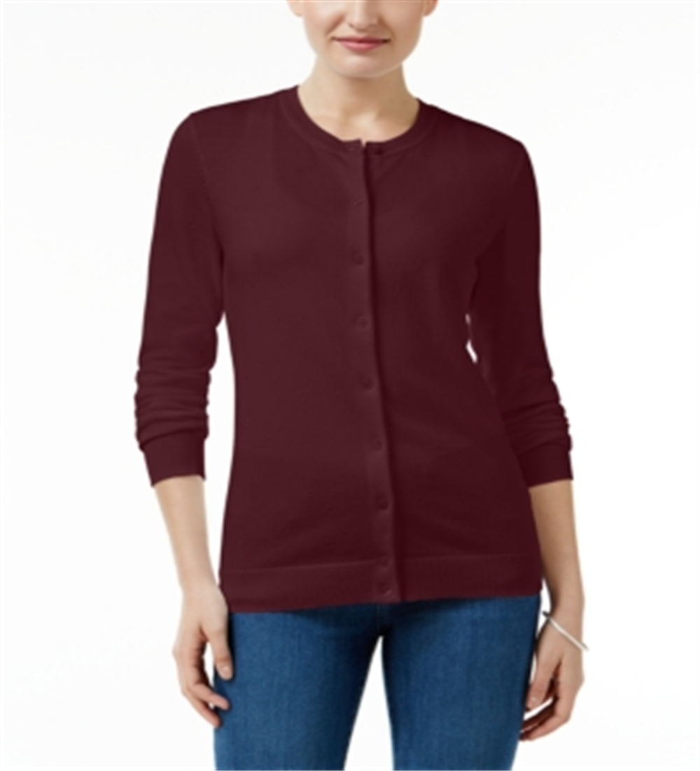 Karen Scott Cardigan Feminino Gola Redonda Vinho Tamanho Pequeno GG