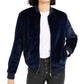 Jaqueta bomber feminina Bar III de pele sintética, azul, tamanho XXS