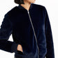 Jaqueta bomber feminina Bar III de pele sintética, azul, tamanho XXS