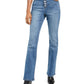 Calça jeans feminina INC International Concepts, cintura alta, ajuste curvilíneo, com botões, azul, tamanho 2