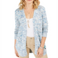 Cardigan de malha mesclado aberto feminino Style &amp; Co, azul, tamanho extragrande