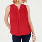 Charter Club Top Feminino Pintucked Vermelho Tamanho Pequeno Pequeno