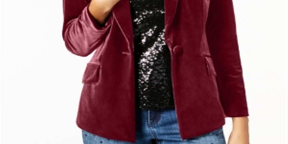 Blazer de veludo feminino INC International Concepts marrom tamanho G