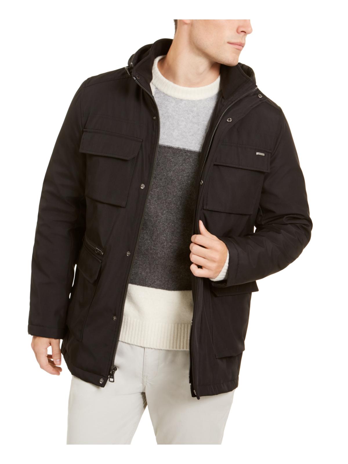 Jaqueta Calvin Klein Bonded All Season Masculina com Capuz Preta Tamanho Grande