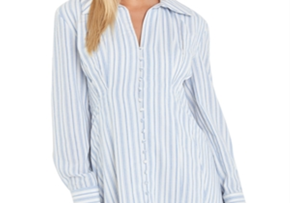 Vestido Mini Camisa English Factory Azul/Branco