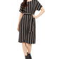 Vestido feminino Alfani listrado com amarração na cintura, preto, tamanho pequeno grande