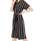 Vestido feminino Alfani listrado com amarração na cintura, preto, tamanho pequeno grande