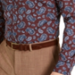 Camisa social masculina Bar III Max Cotton Paisley Borgonha Tamanho P