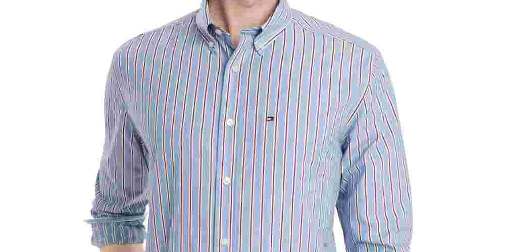 Camisa Tommy Hilfiger Classic Fit Masculina Azul Tamanho P