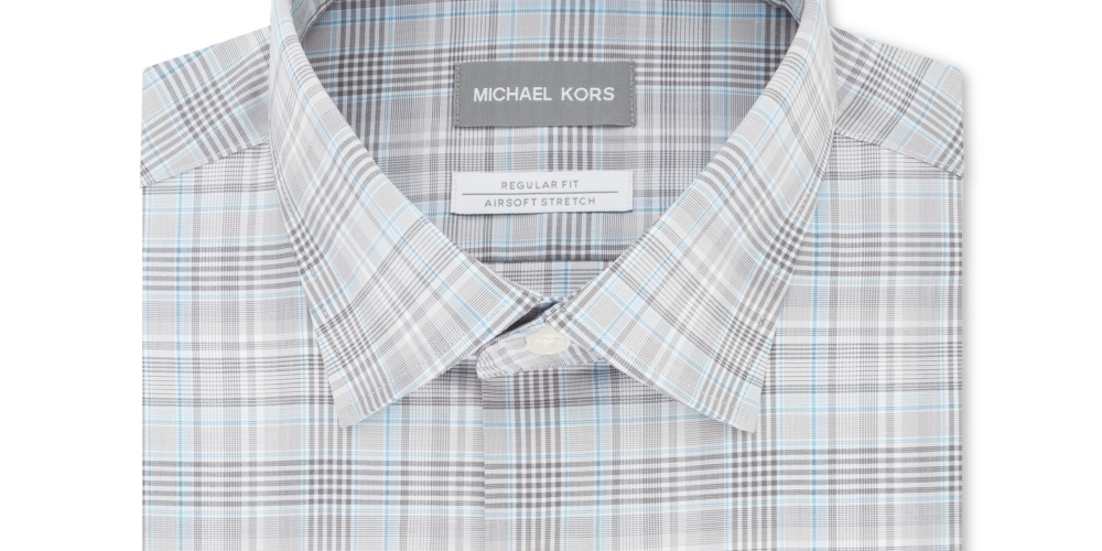 Camisa xadrez masculina Michael Kors cinza tamanho 17,5 x 36-37