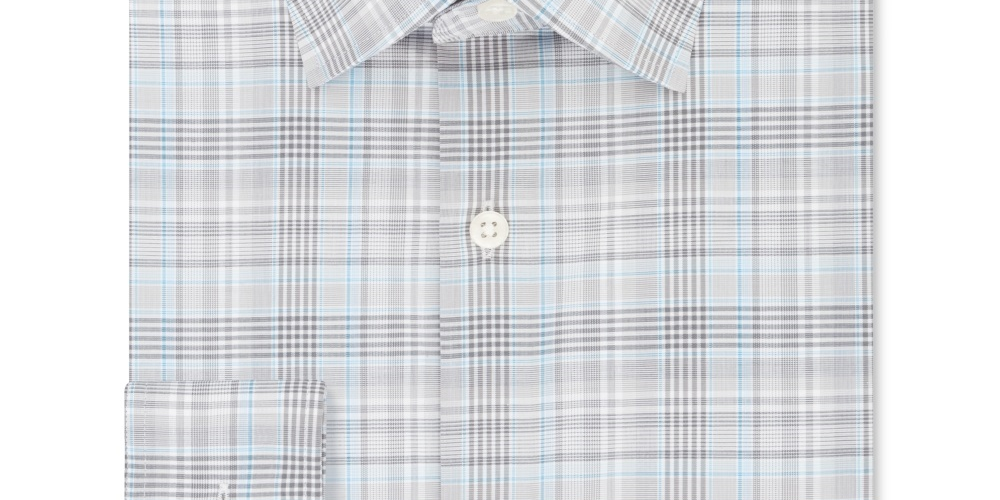 Camisa xadrez masculina Michael Kors cinza tamanho 17,5 x 36-37