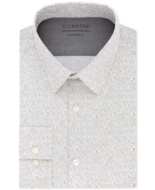 Camisa social masculina Calvin Klein com gola estampada laranja tamanho 14-14.1/2_32-33_P
