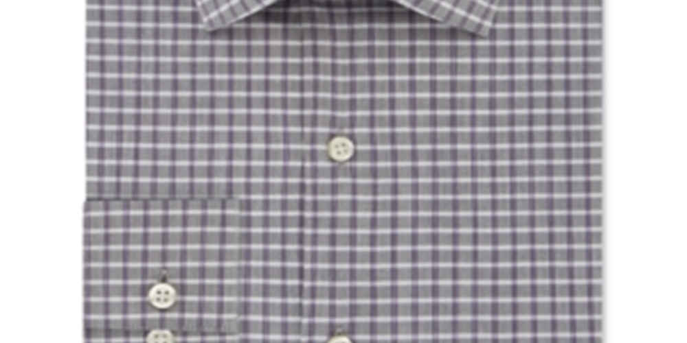 Camisa social masculina Van Heusen Classic Regular Fit com gola flexível e xadrez elástico, cinza, tamanho GG