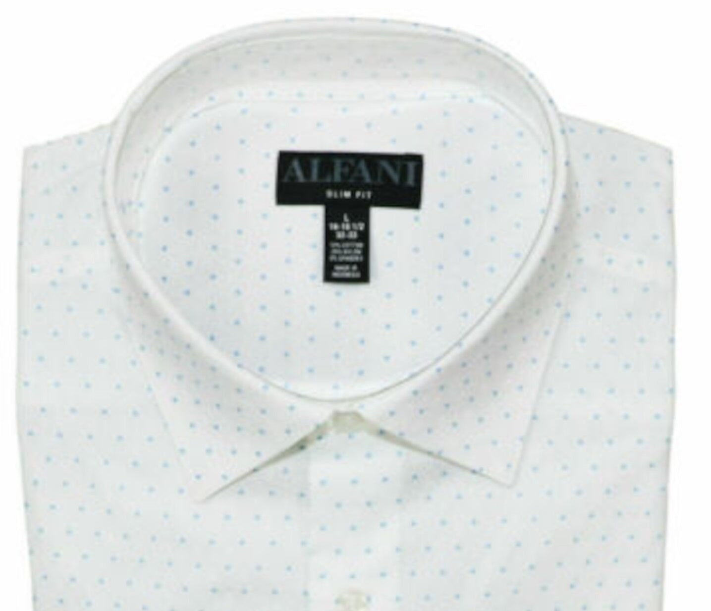 Camisa social masculina Alfani com gola branca, tamanho 15,5 x 32-33