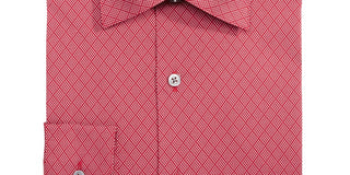 Camisa social masculina Alfani com gola estampada, vermelha, tamanho 15,5 x 32-33