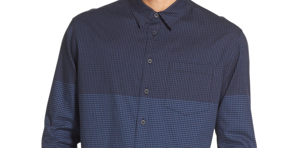 Camisa xadrez bicolor masculina DKNY azul tamanho P