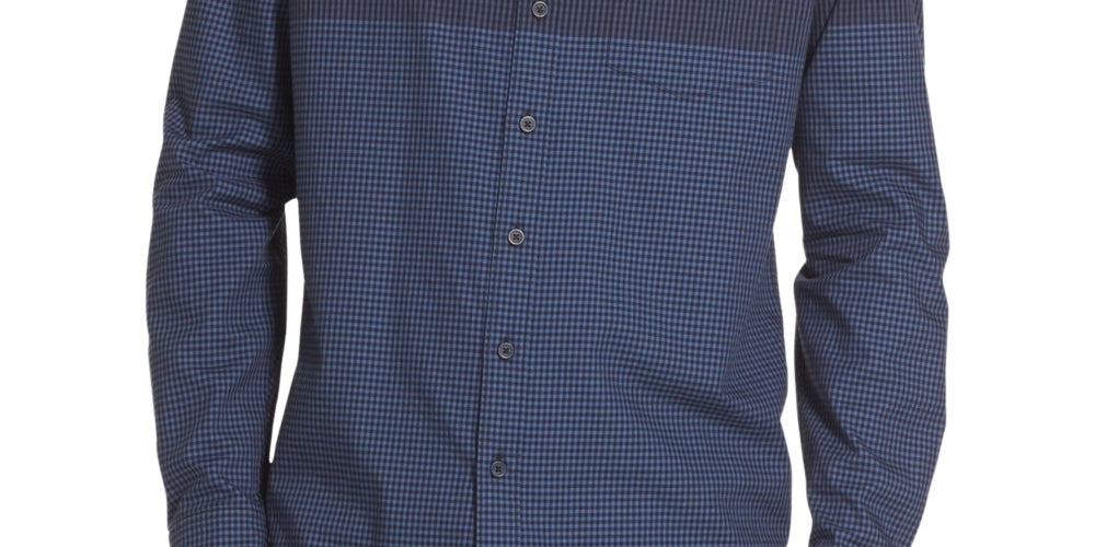 Camisa xadrez bicolor masculina DKNY azul tamanho P