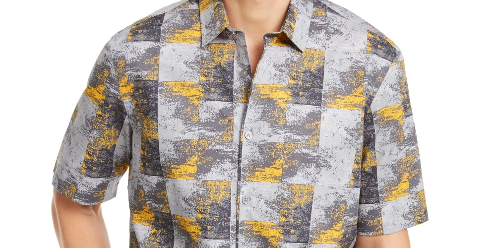 Camisa estampada masculina Alfani cinza tamanho XXX-G